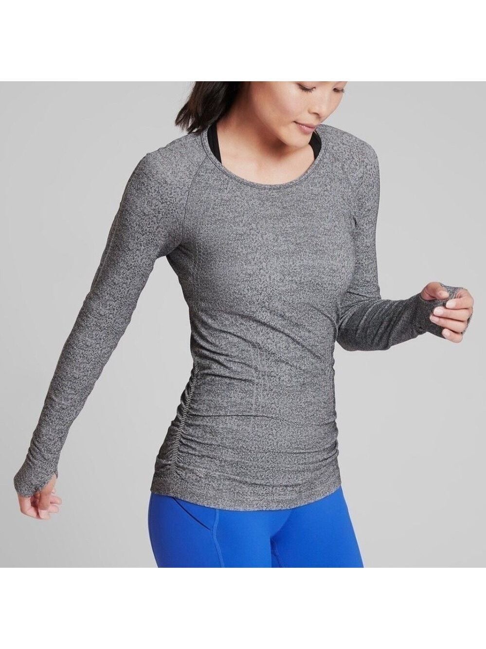 Athleta Speedlight Heather Seamless Top Long Sleeve Gray Size XS